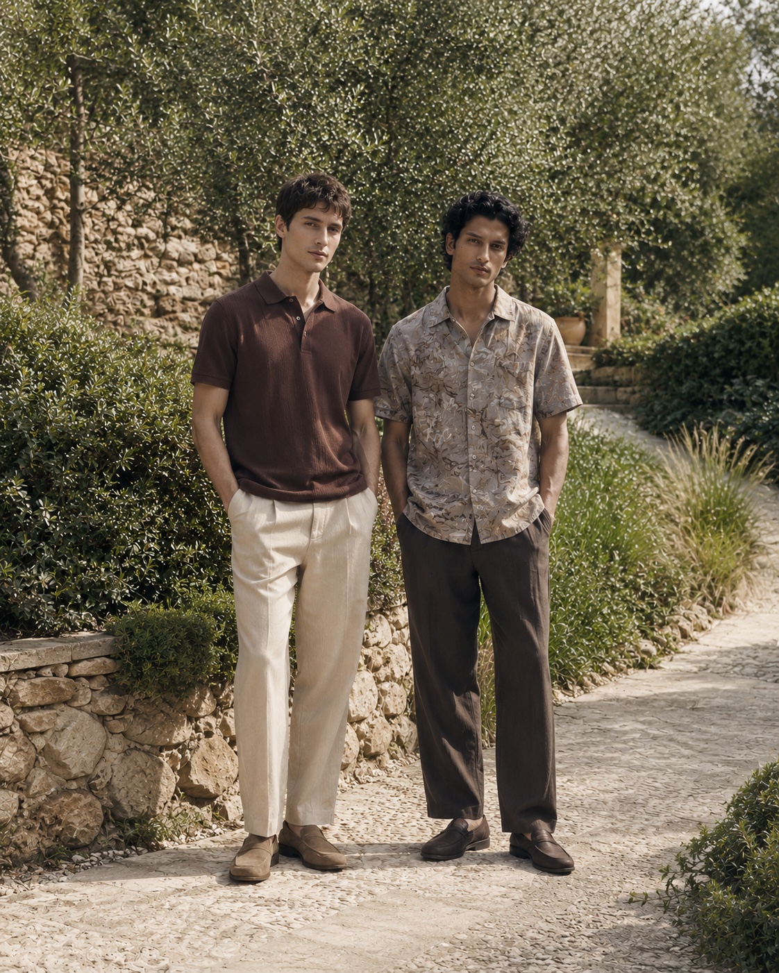 Two models wearing Ruhaan Exports resort-wear developments